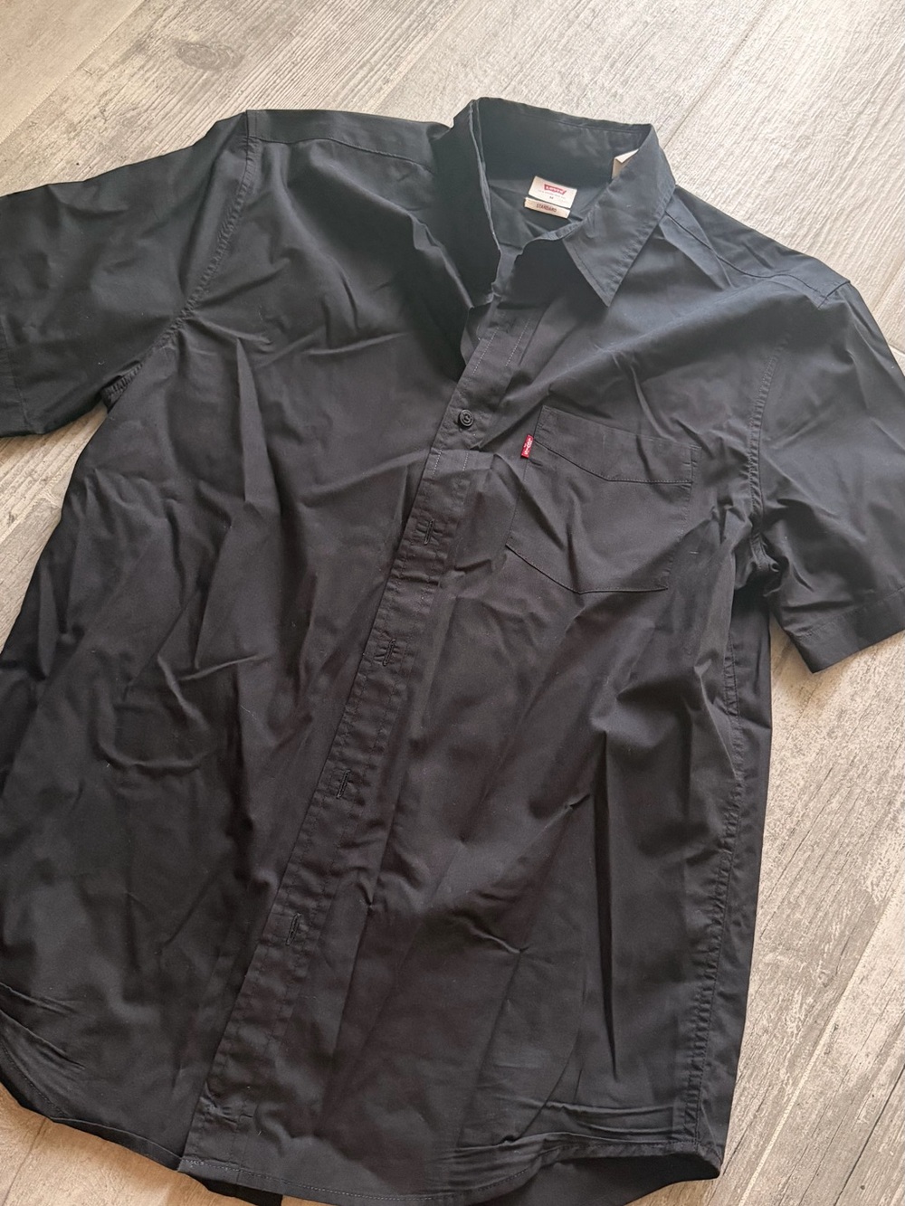 Levi's Black Button-Up Collar Shirt with Red Tab